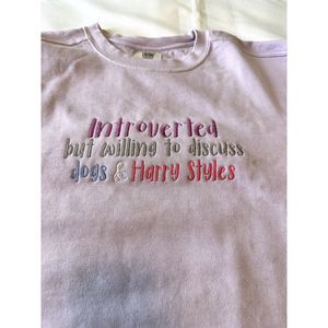 Custom Harry Styles Crewneck Sweatshirt Lavender Small Introvert Dogs TPWK New